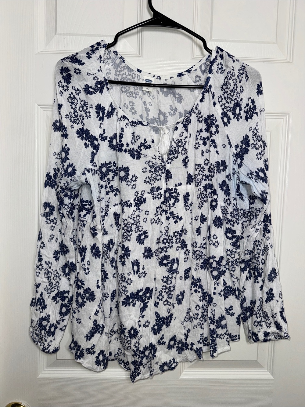 Old Navy White Tunic Top with Navy Floral Print